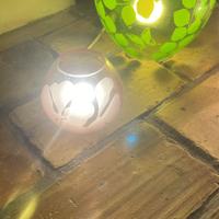 Lampade in vetro rosa e verde