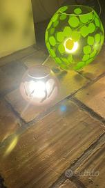 Lampade in vetro rosa e verde