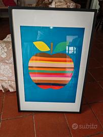 Quadro stile Apple vintage con mela a righe colora
