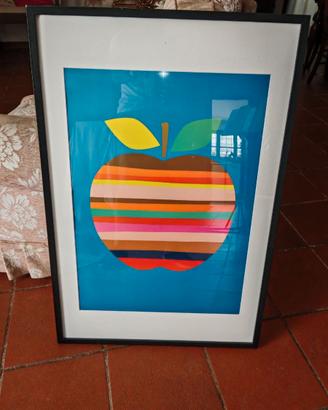 Quadro stile Apple vintage con mela a righe colora