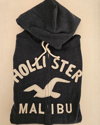 Felpa Hollister da uomo, colore grigio e bianco