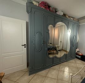 Armadio laccato shabby chic 6 ante con specchio