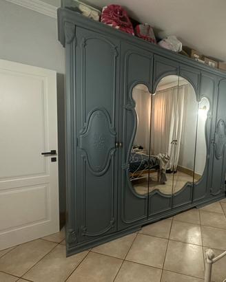 Armadio laccato shabby chic 6 ante con specchio