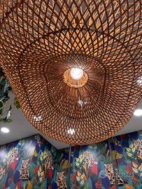 Lampadario con luce,  in bambu’  da soffitto