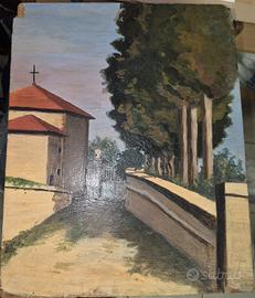 Dipinto ad olio su tavola - Paesaggio toscano