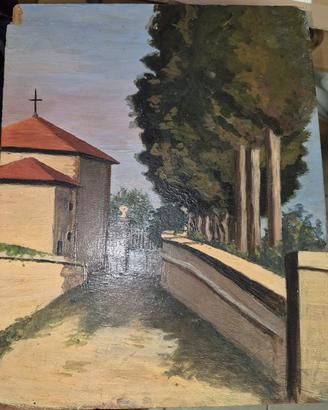 Dipinto ad olio su tavola - Paesaggio toscano