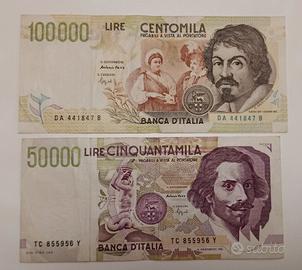 11# Banconote 100000 lire Caravaggio II tipo e 500