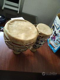 Bongo etnico a due tamburi in ceramica