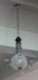 Lampadario space age in vetro, anni '70