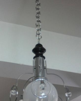 Lampadario space age in vetro, anni '70