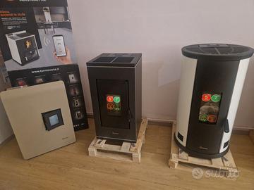 Stufa pellet legna design italy garanzia idro inox