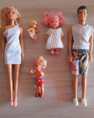 Bambole famiglia con bambini - Simil Barbie