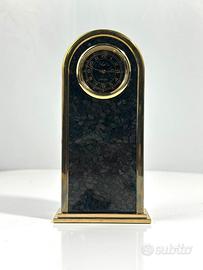Orologio da scrivania vintage in ottone e radica l