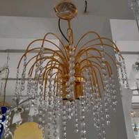 Lampadario metallo oro cristalli Swarovski 3 luci