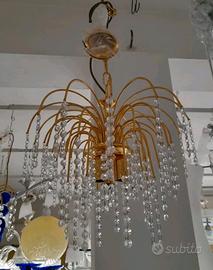 Lampadario metallo oro cristalli Swarovski 3 luci