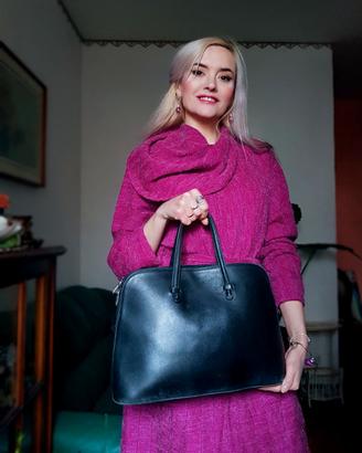 Borsa  a mano vera pelle vintage nero Furla