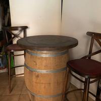 Tavolo botte in rovere e 6 sgabelli