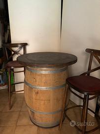 Tavolo botte in rovere e 6 sgabelli