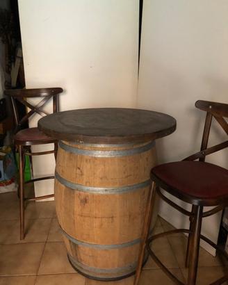 Tavolo botte in rovere e 6 sgabelli