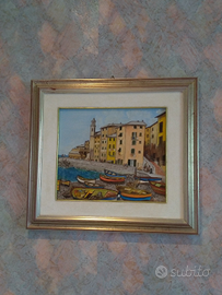 Quadro olio su tela Genova Boccadasse