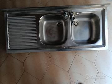 lavabo a due pozzetti in acciaio 