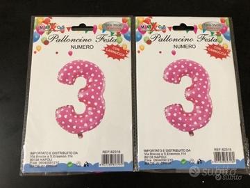 2 Palloncini nr 3 rosa a cuori