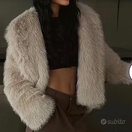 pelliccia beige nuova con cartellino