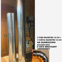 2 Tubi Acciaio + curva AISI 304 Diametro 12 cm