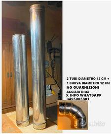 2 Tubi Acciaio + curva AISI 304 Diametro 12 cm