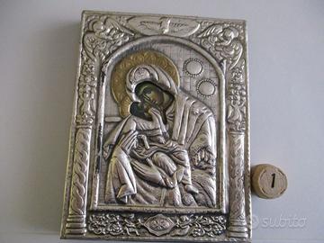 Icona in argento e legno