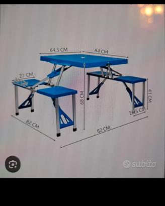 tavolino da pic-nic pieghevole con 4 sedie 