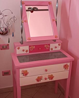Specchiera rosa decoupage