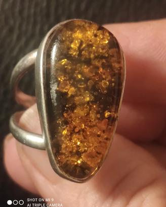 anello argento 925 con ambra 