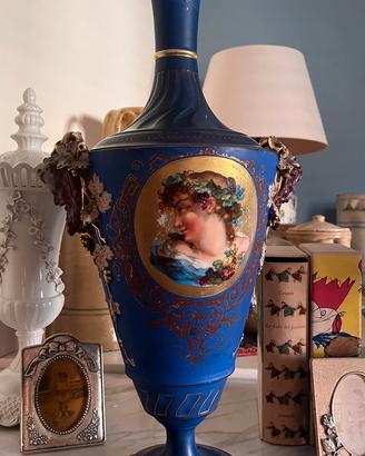 Grande vaso decorativo vintage con ritratto