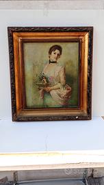 Dipinto olio V. Brandi  ritratto femminile quadro 