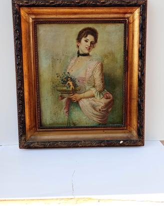 Dipinto olio V. Brandi  ritratto femminile quadro 