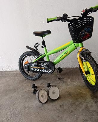 Bicicletta bambino 14" verde e nera