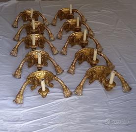 Applique classiche da parete legno dorato 18 pezzi