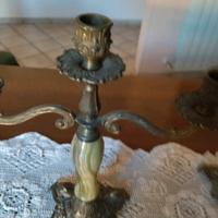 Coppia di candelabri antichi in onice 