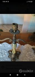 Coppia di candelabri antichi in onice 