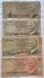Gio.banconote: Lotto 4 pz. Lire Turche