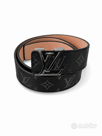 cintura lv nera fibbia argento