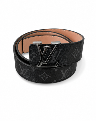 cintura lv nera fibbia argento