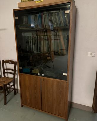 Libreria in legno con ante in vetro