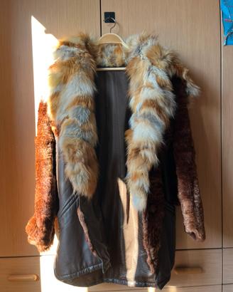 Giacca in pelle con pelliccia di lapin Lardieri
