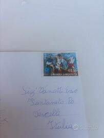 Francobollo grecia con cartolina rodi