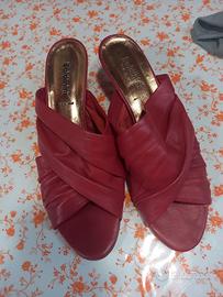 sandali sabot pelle rosso