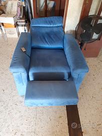 poltrona  reclinabile 3 motori colore azzurro