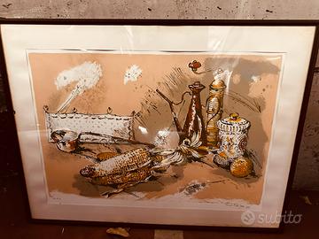 Litografia acquarellata di Fred Pittino