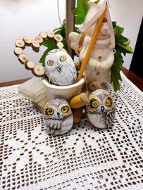 Sasso di mare dipinto con gufo bianco